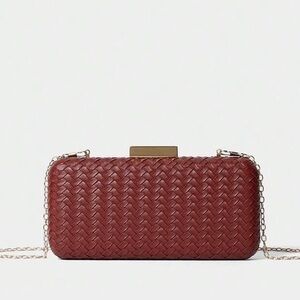 Elegant Brown Woven Clutch